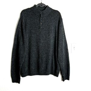 Chaps Men’s Charcoal Knit Sweater with Suede Elbow Accents  Size XL